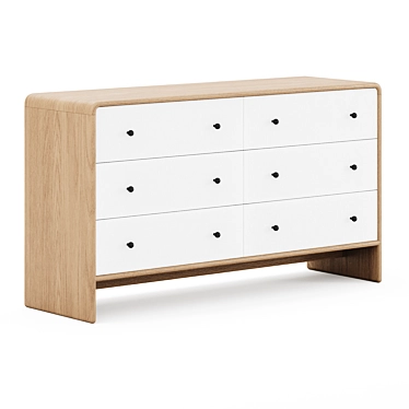 Modern Waterfall 6-Drawer Dresser 3D model image 1 