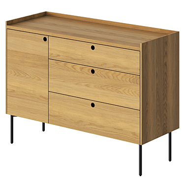 Sleek Vray Credenza: 1 Door, 3 Drawers 3D model image 1 