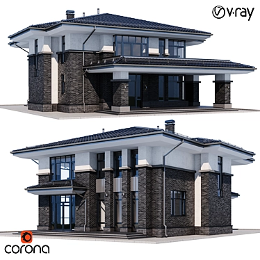 Modern Villa Model Kit 3D model image 1 