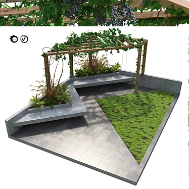 Vine Pergola Garden 3D Model 3D model image 1 