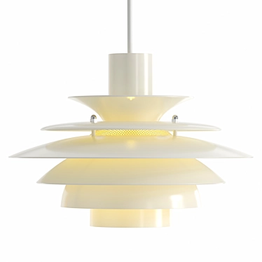 Vintage White Pendant Light from Jeka Danmark 3D model image 1 