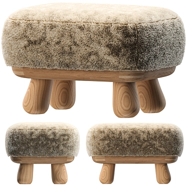 Luxurious Clifford Ottoman with Fur 3D model image 1 