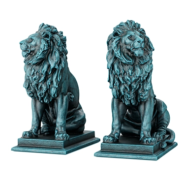 Regal Lion Sitting Sculpture 3D model image 1 