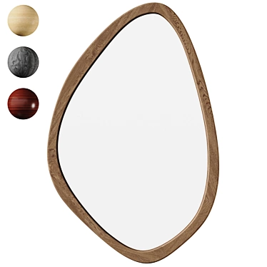 Mid Century Walnut Wall Mirror 3D model image 1 