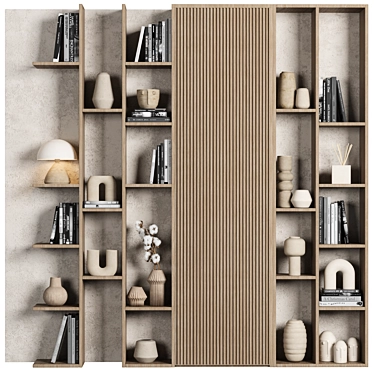 Modular Bookcase with High-Quality Textures 3D model image 1 