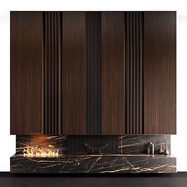 Rustic Fireplace Wall Marble Composition 3D model image 1 