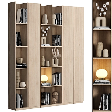 Modular Bookcase Shelf Set synergistically 3D model image 1 