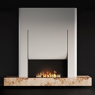 Contemporary Fireplace Wall with Marble 3D model image 1 