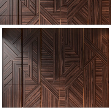 Modern Wood Panel Wall Set 3D model image 1 