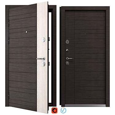 Modern Metal Entry Door Set 3D model image 1 