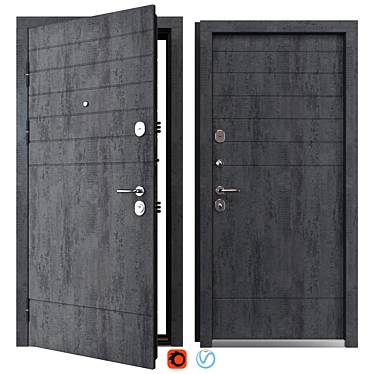 Stella Metal Entry Door Set 3D model image 1 