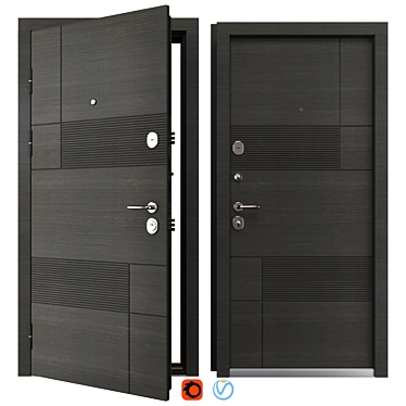 California Metal Door Set, QDoors 3D model image 1 