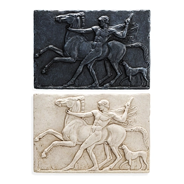 Greek Horse Relief Wall Decor 3D model image 1 