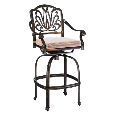 Classic Bar Stool with Cushion 3D model image 1 