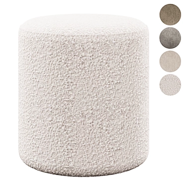 Cilo Ivory Boucle Ottoman 3D model image 1 