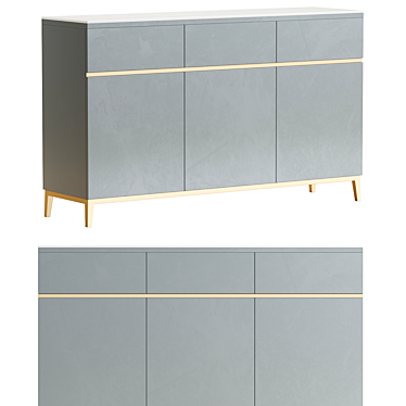 Gray Stone Top Modern Sideboard 3D model image 1 