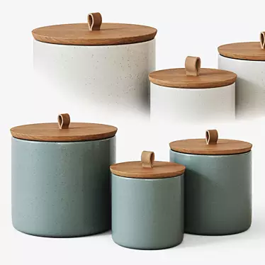 Elegant Pacifica Stoneware Canister 3D model image 1 