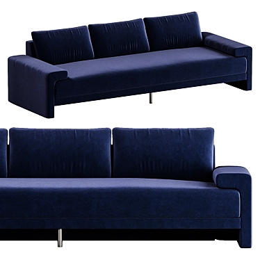 Luxurious Ink Blue Velvet Sofa 3D model image 1 