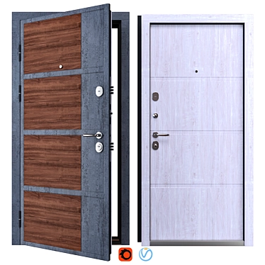 Boston-M Metal Entry Door 3D model image 1 