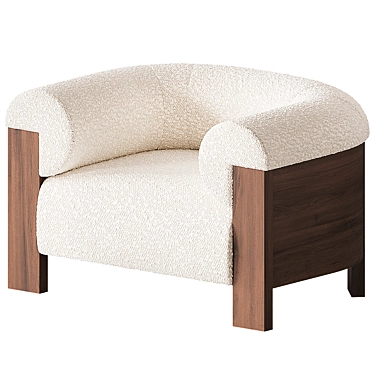 Eldon Boucle Armchair in Walnut 3D model image 1 