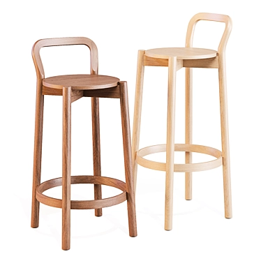 Karimoku Castor Stool with Backrest 3D model image 1 