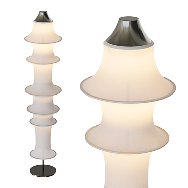 Elegant Floor Lamp with White Shade 3D model image 1 