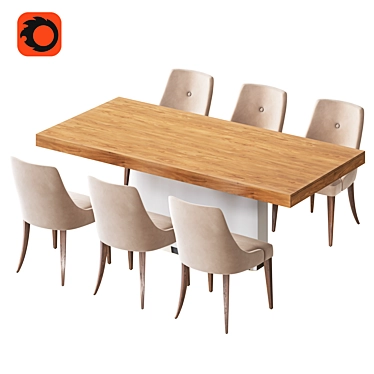 Elegant Aleal Valentino Dining Set 3D model image 1 