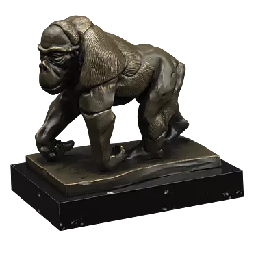 Bronze Gorilla Sculpture 3D model image 1 