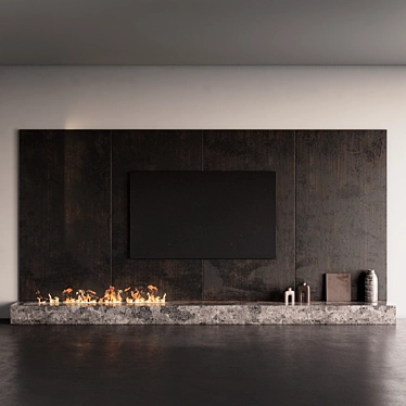 Modern TV Fireplace Wall Set 3D model image 1 