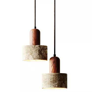 Travertine Stone Pendant Light - Chic Modern Décor 3D model image 1 