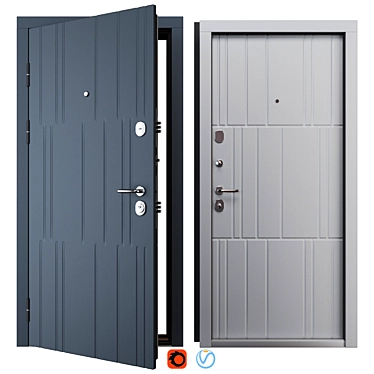 QDoors Metal Entry Door, Size 900x2050mm 3D model image 1 