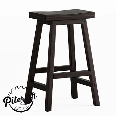 Title: Pine Wood Bar Stool 3D model image 1 