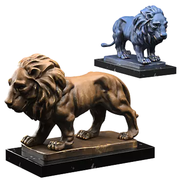 Regal Lion Statues 3D model image 1 