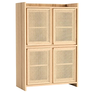 European Oak Roots Cupboard, 4-Door 3D model image 1 