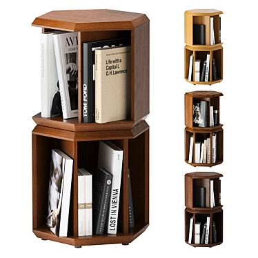 Rotating Book Storage Side Table 3D model image 1 