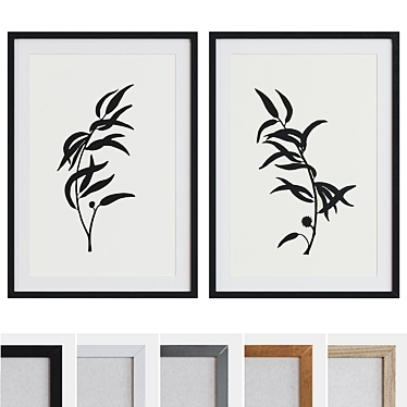 Botanical Silhouette Picture Frame Set 3D model image 1 