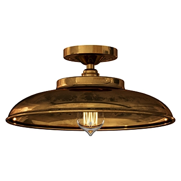 Industrial Brass Dome Flush Mount 3D model image 1 