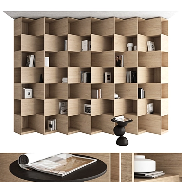 Modern 3D Bookcase Set Beauty 3D model image 1 