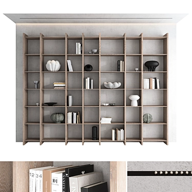 Modern 3D Bookcase Set 07 3D model image 1 