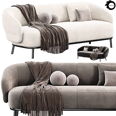 Elegance in Juliet Fabric Sofa 3D model image 1 