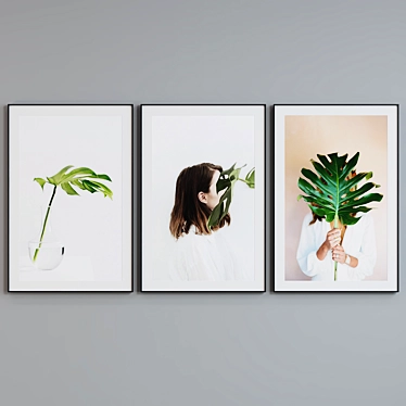 Monstera Leaf Portrait Frame Set 3D model image 1 