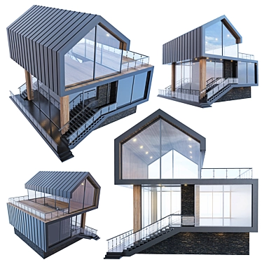 Glass Barnhouse Chalet Kit 3D model image 1 