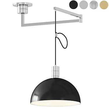 Adjustable Chrome Pendant Light 3D model image 1 