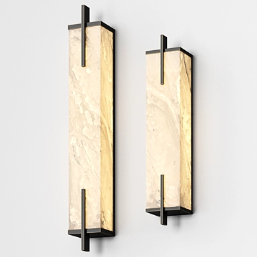 Alabaster Rectangle Wall Sconce Duo 3D model image 1 