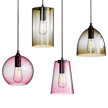 Modern Glass Gradient Pendant Light 3D model image 1 