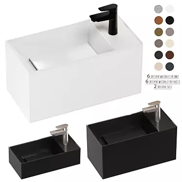 Modern Washbasins Set with Faucets 3D model image 1 