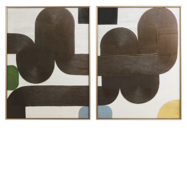 Abstract Canvas Duo with Frames 3D model image 1 