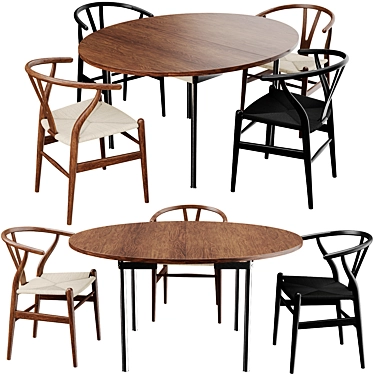 Scandinavian Dining Set by Wegner 3D model image 1 