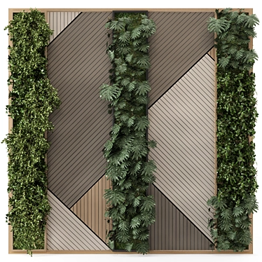 Wooden Base Vertical Garden Set 3D model image 1 