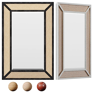 Vintage Cane Wall Mirror 3D model image 1 